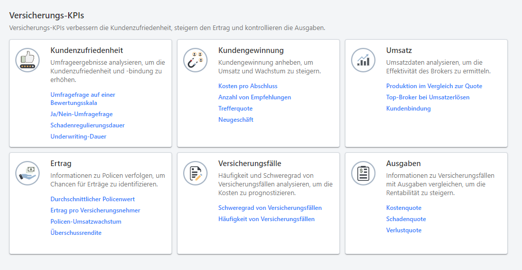 Modul „Versicherungsbranche“ – Funktionen