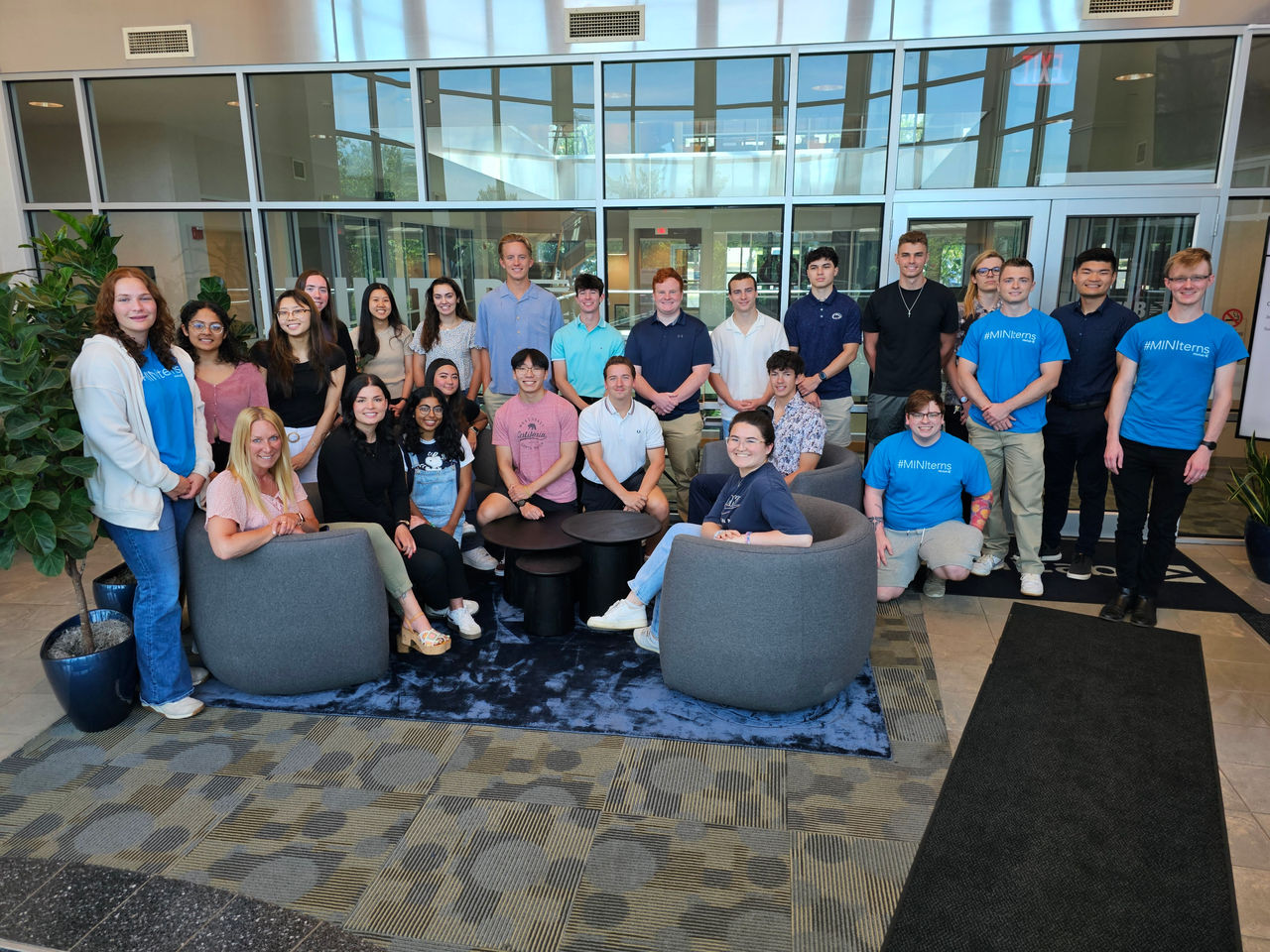 Minitab Interns in Minitab headquarters lobby