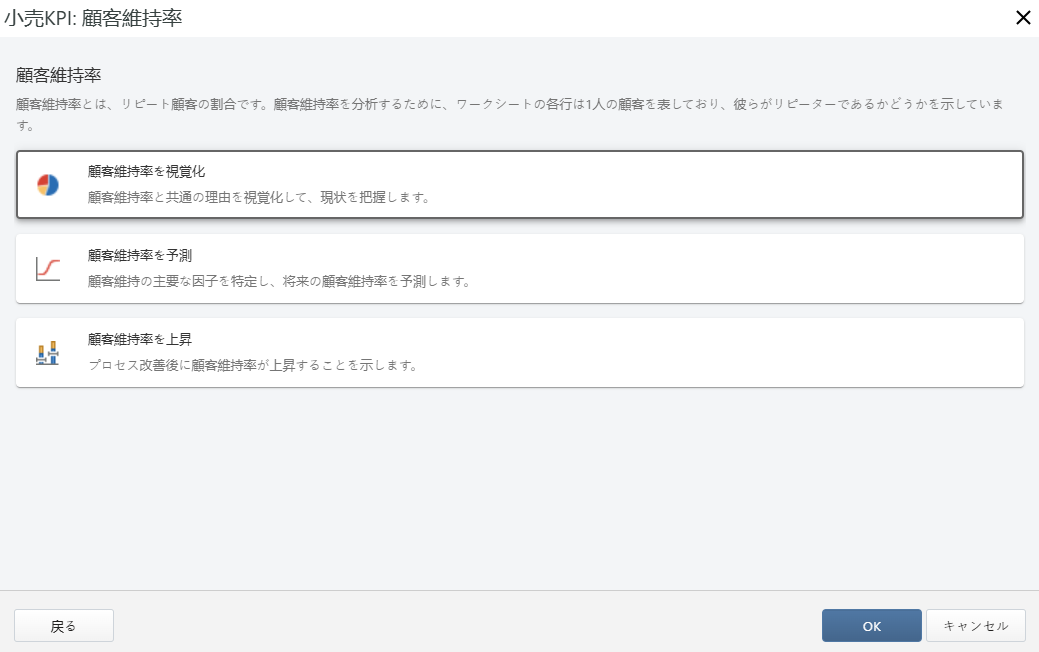 顧客維持率分析インターフェイス