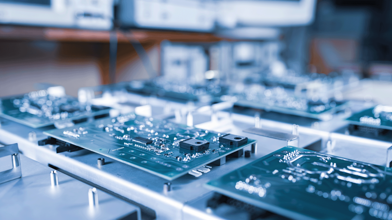 Close-up computer green microcircuits