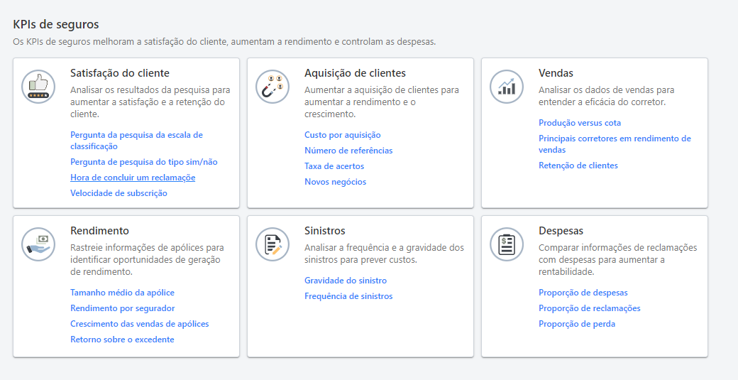 Capacidades do Módulo do Setor de Seguros